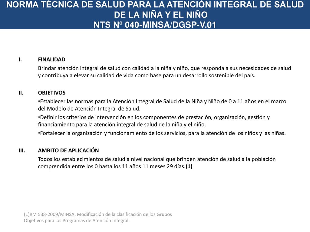 NORMA TÉCNICA DE SALUD PARA LA ATENCIÓN INTEGRAL DE SALUD DE LA NIÑA Y EL NIÑO