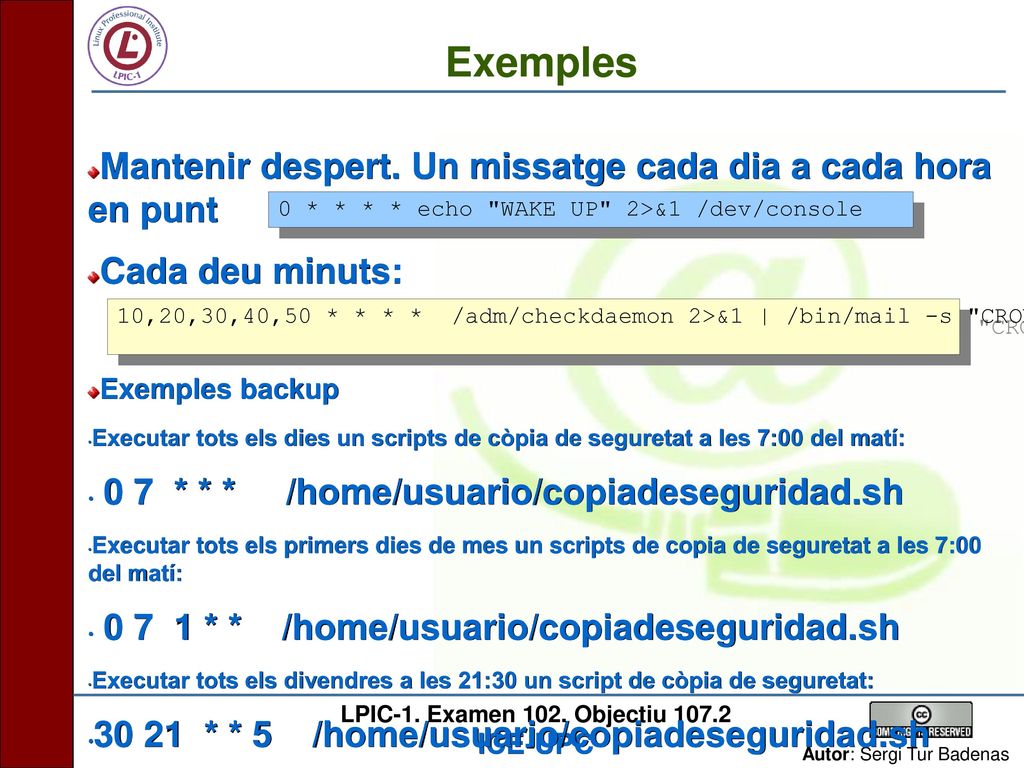 Exemples Mantenir despert. Un missatge cada dia a cada hora en punt
