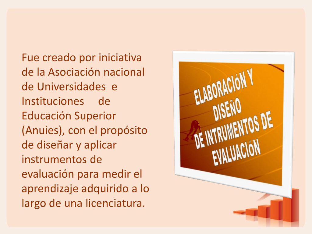 Fue creado por iniciativa de la Asociación nacional de Universidades e Instituciones de Educación Superior (Anuies), con el propósito de diseñar y aplicar instrumentos de evaluación para medir el aprendizaje adquirido a lo largo de una licenciatura.