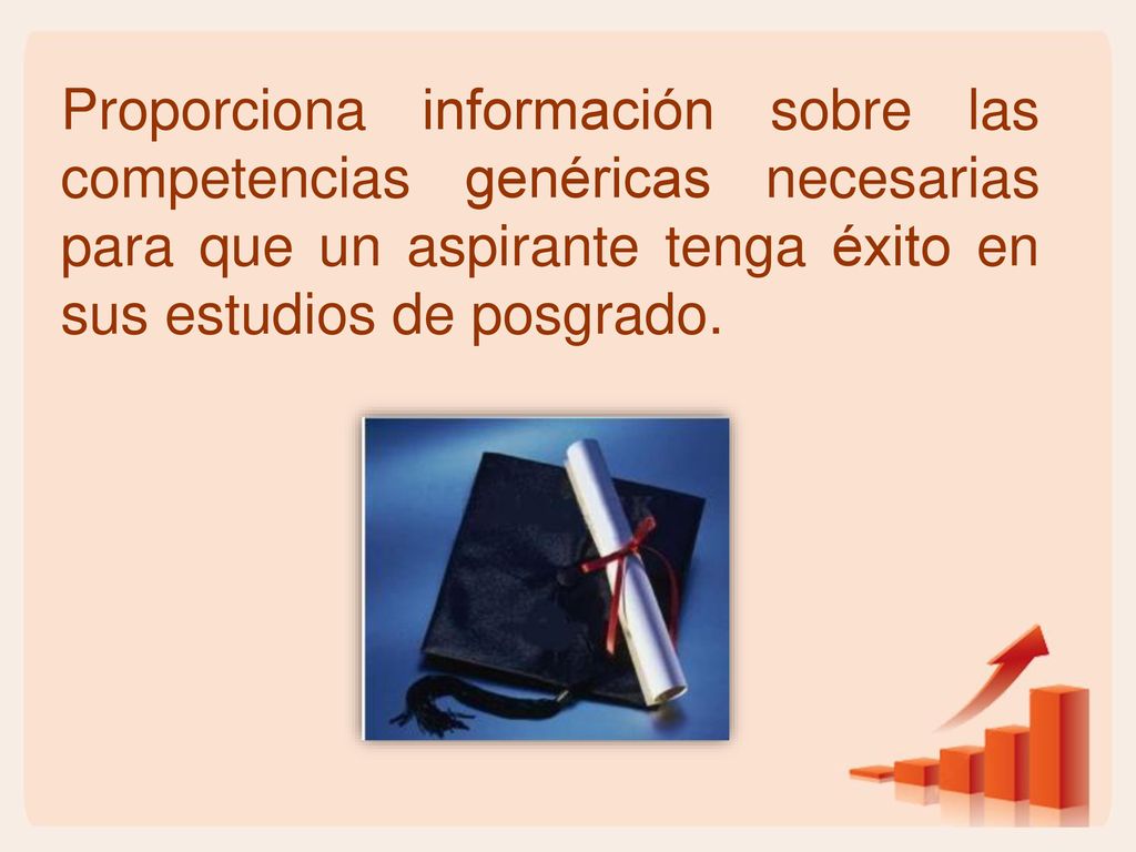 Proporciona información sobre las competencias genéricas necesarias para que un aspirante tenga éxito en sus estudios de posgrado.