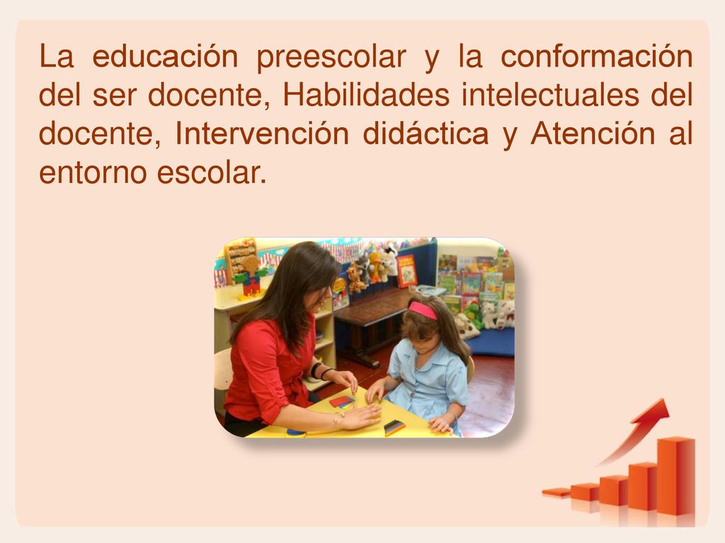 La educación preescolar y la conformación del ser docente, Habilidades intelectuales del docente, Intervención didáctica y Atención al entorno escolar.