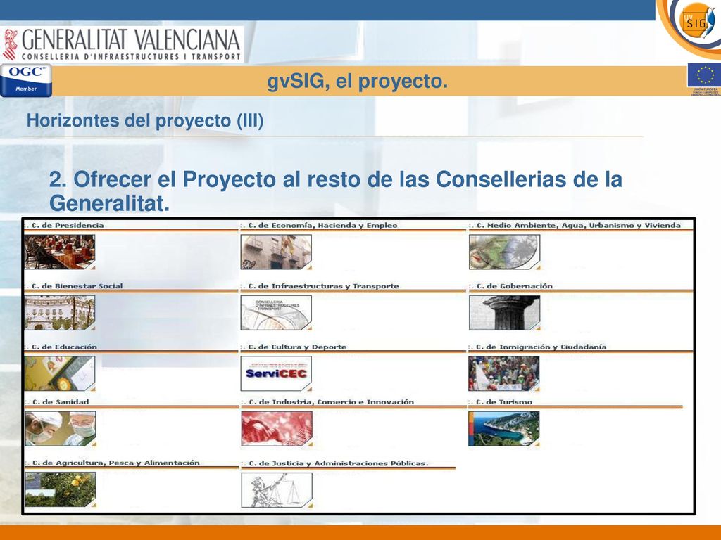 2. Ofrecer el Proyecto al resto de las Consellerias de la Generalitat.