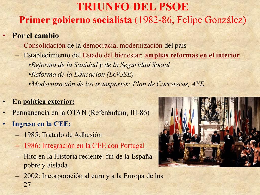 Primer gobierno socialista ( , Felipe González)