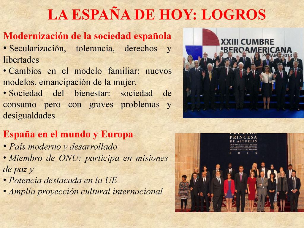 LA ESPAÑA DE HOY: LOGROS Modernización de la sociedad española