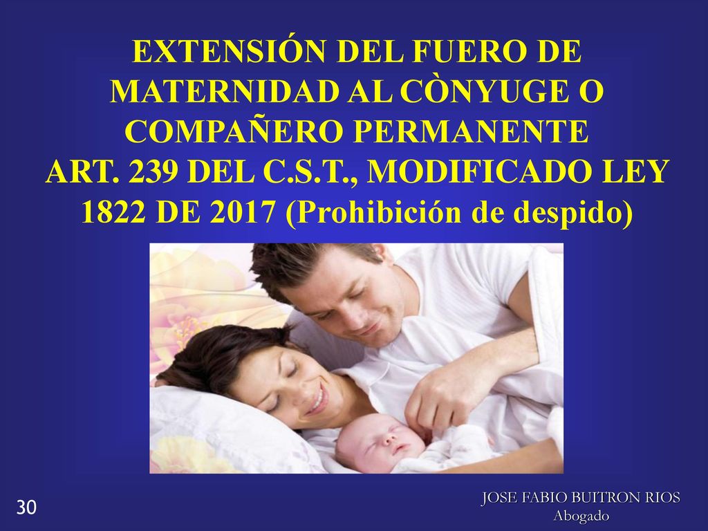 EXTENSIÓN DEL FUERO DE MATERNIDAD AL CÒNYUGE O COMPAÑERO PERMANENTE