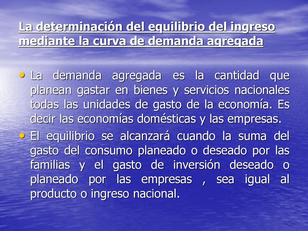 La determinación del equilibrio del ingreso mediante la curva de demanda agregada