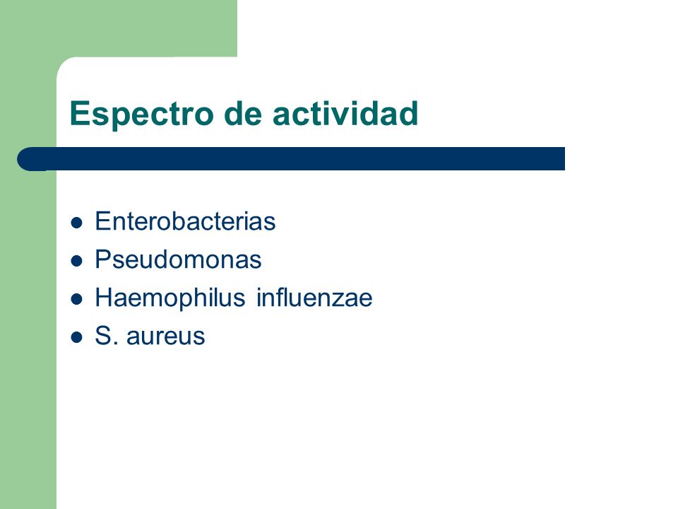 Espectro de actividad Enterobacterias Pseudomonas