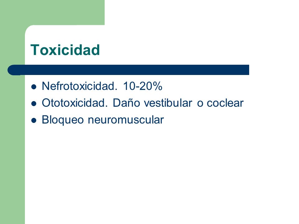 Toxicidad Nefrotoxicidad %