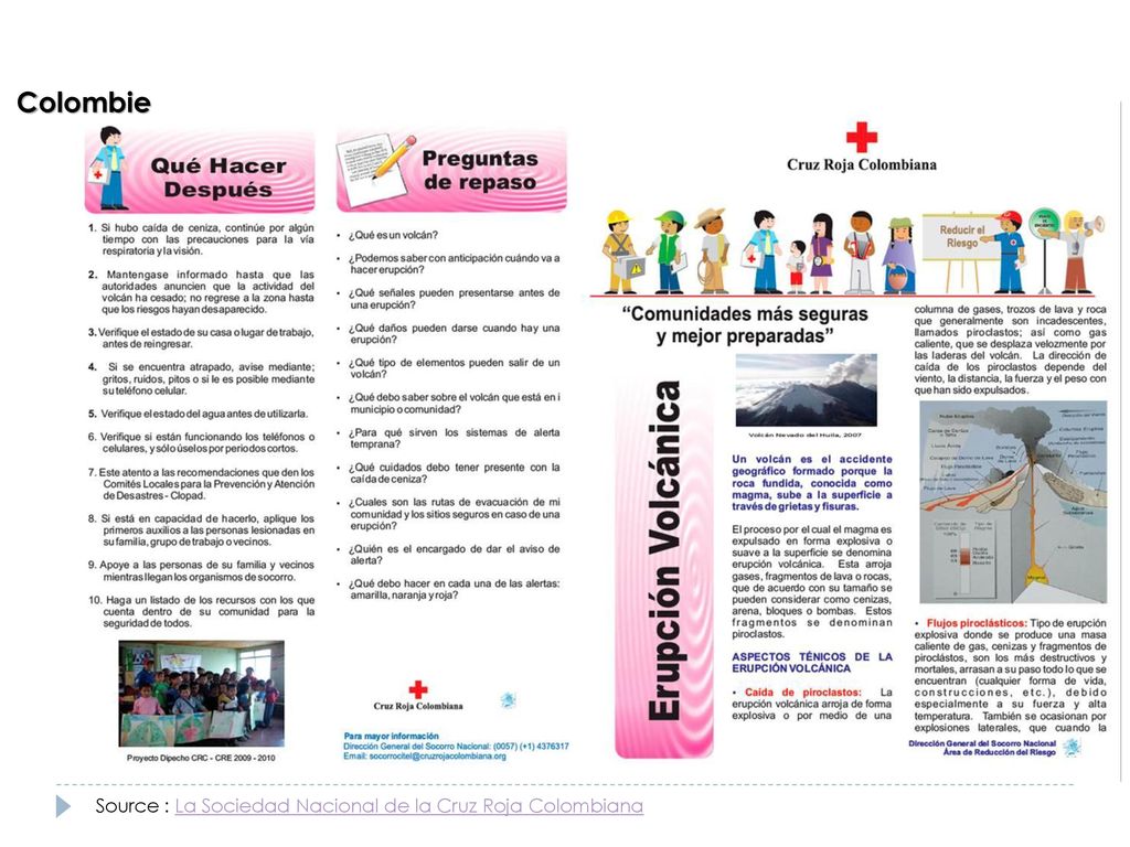 Colombie Source : La Sociedad Nacional de la Cruz Roja Colombiana