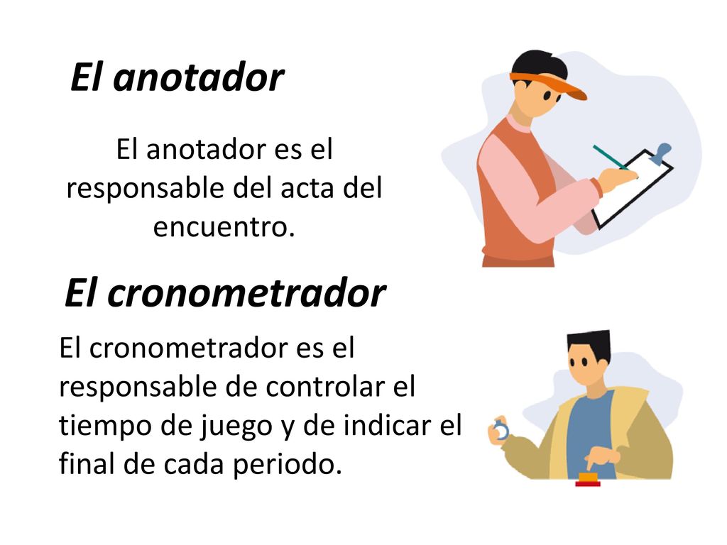 El anotador es el responsable del acta del encuentro.