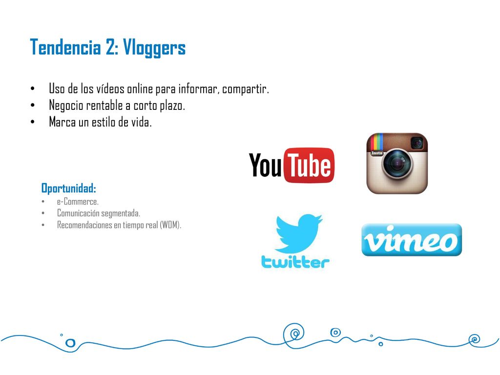 Tendencia 2: Vloggers Uso de los vídeos online para informar, compartir. Negocio rentable a corto plazo.