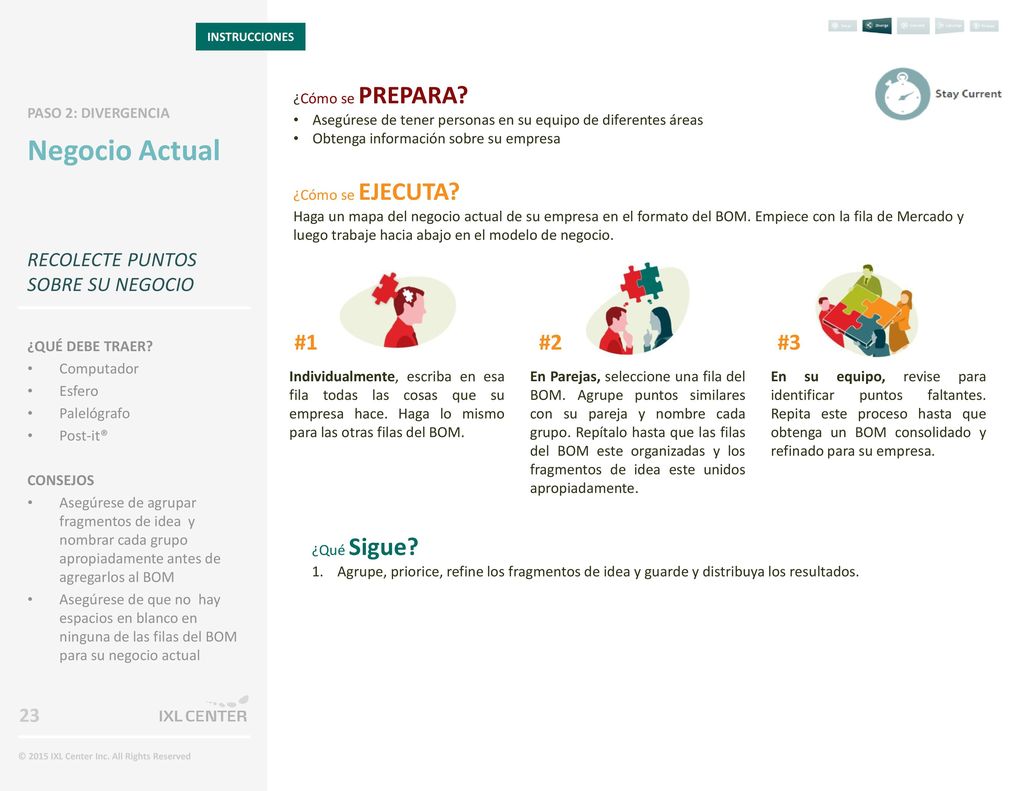 Negocio Actual #1 #2 #3 RECOLECTE PUNTOS SOBRE SU NEGOCIO