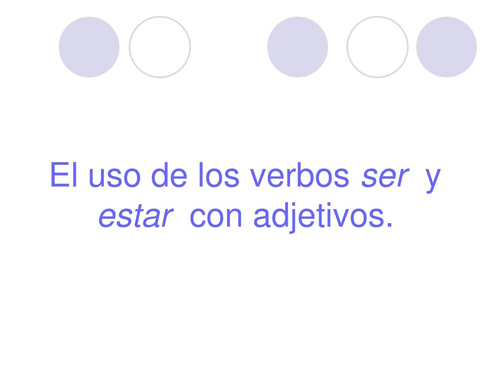 El uso de los verbos ser y estar con adjetivos.