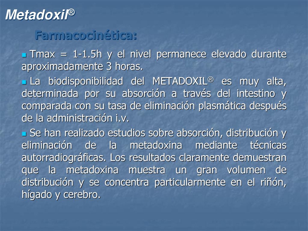 Farmacocinética: Tmax = 1-1.5h y el nivel permanece elevado durante aproximadamente 3 horas.