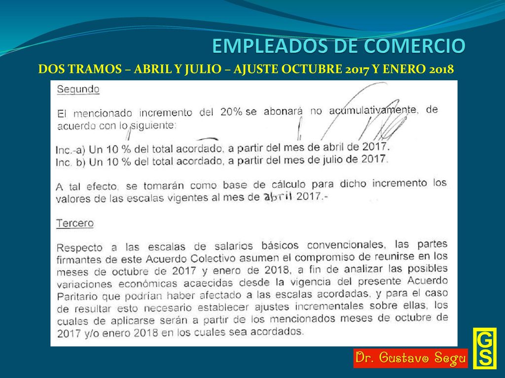 DOS TRAMOS – ABRIL Y JULIO – AJUSTE OCTUBRE 2017 Y ENERO 2018
