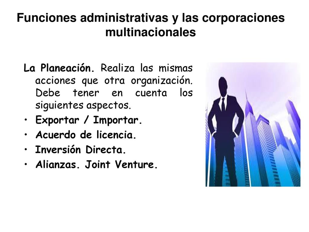 Funciones administrativas y las corporaciones multinacionales