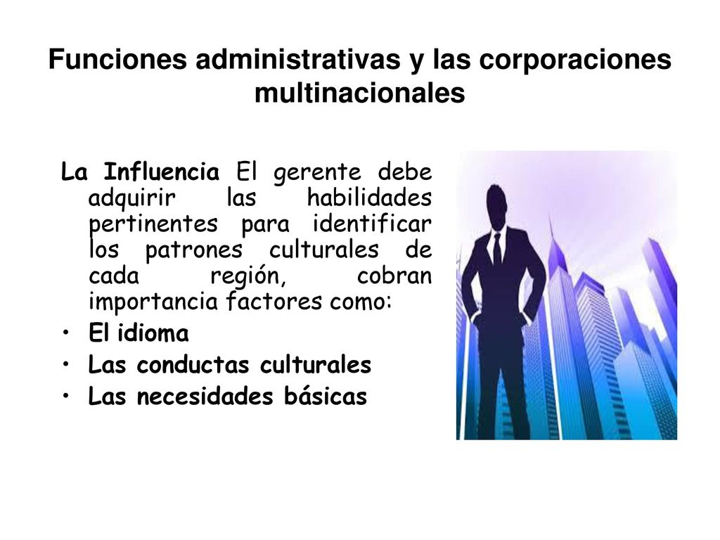 Funciones administrativas y las corporaciones multinacionales