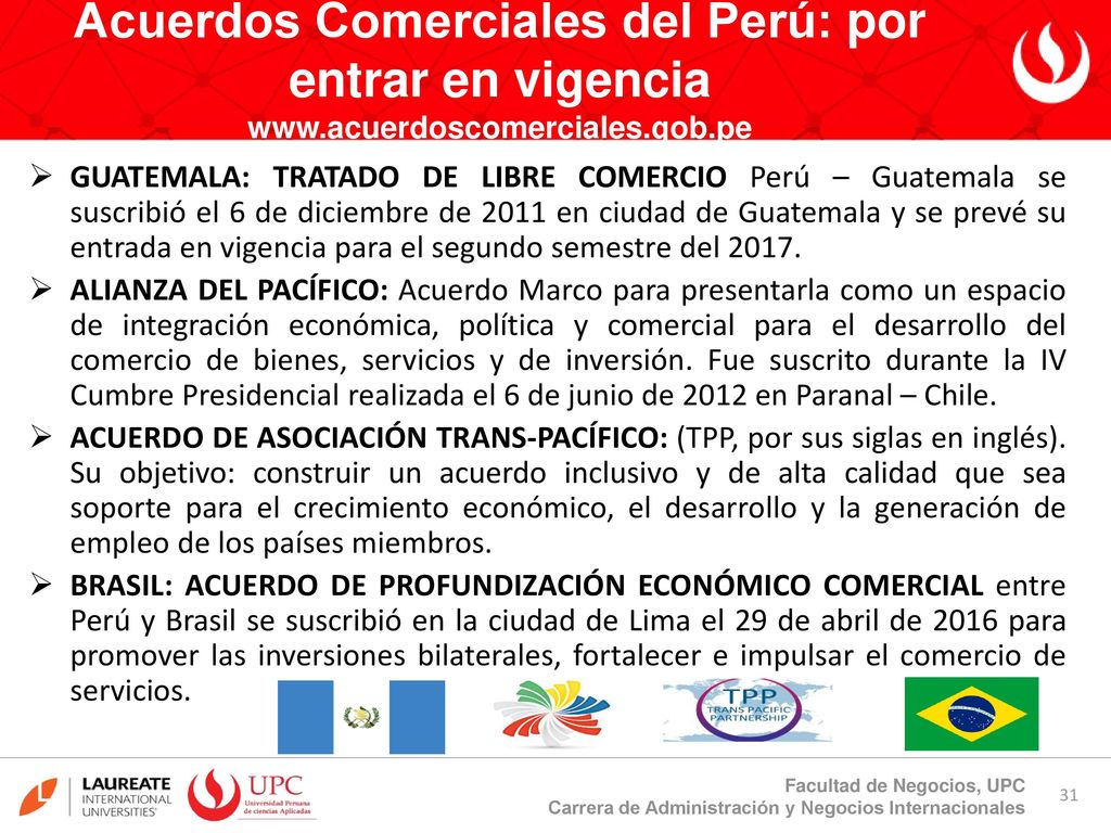 Acuerdos Comerciales del Perú: por entrar en vigencia www