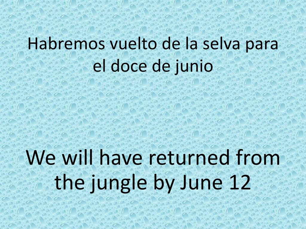 Habremos vuelto de la selva para el doce de junio