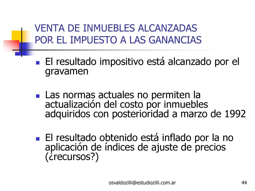 VENTA DE INMUEBLES ALCANZADAS POR EL IMPUESTO A LAS GANANCIAS