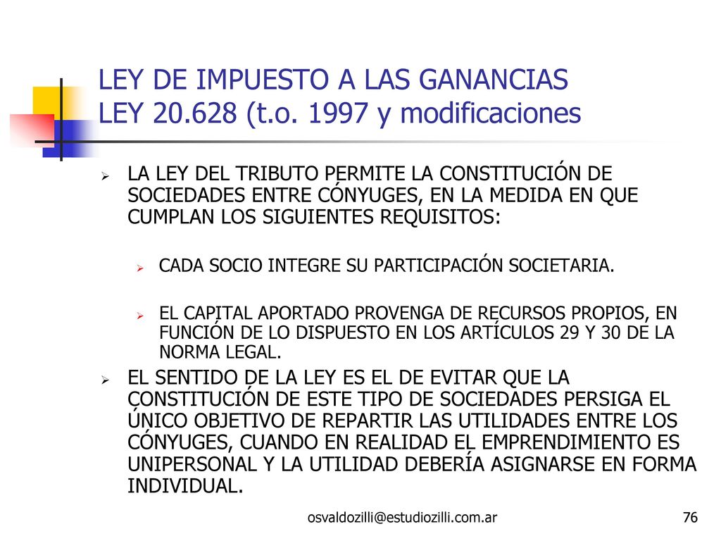 LEY DE IMPUESTO A LAS GANANCIAS LEY (t.o y modificaciones