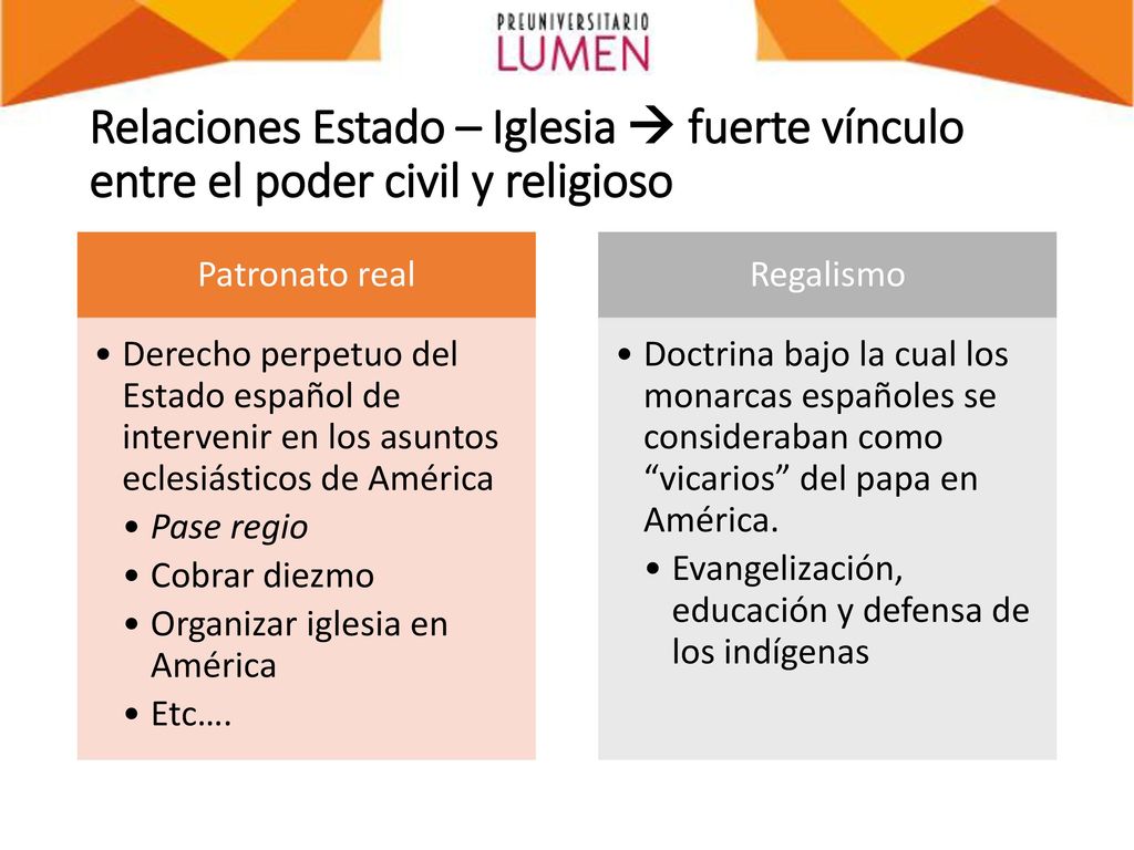 Relaciones Estado – Iglesia  fuerte vínculo entre el poder civil y religioso