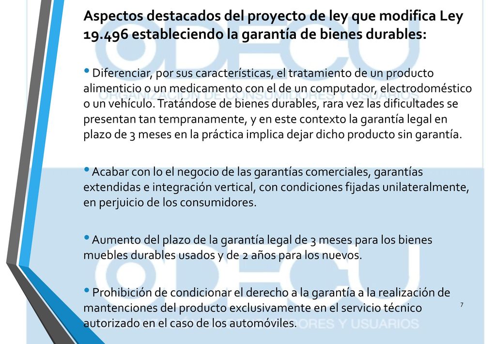 Aspectos destacados del proyecto de ley que modifica Ley 19