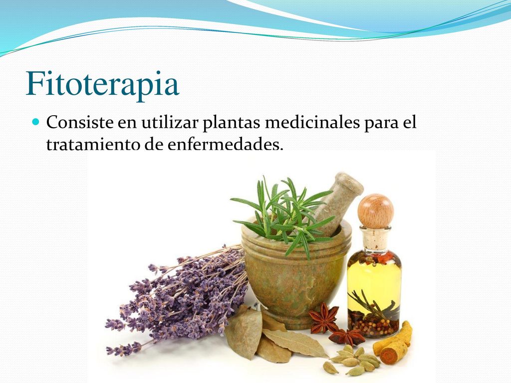 Fitoterapia Consiste en utilizar plantas medicinales para el tratamiento de enfermedades.