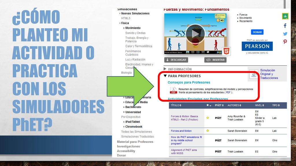 ¿Cómo planteo mi actividad o practica con los simuladores phet