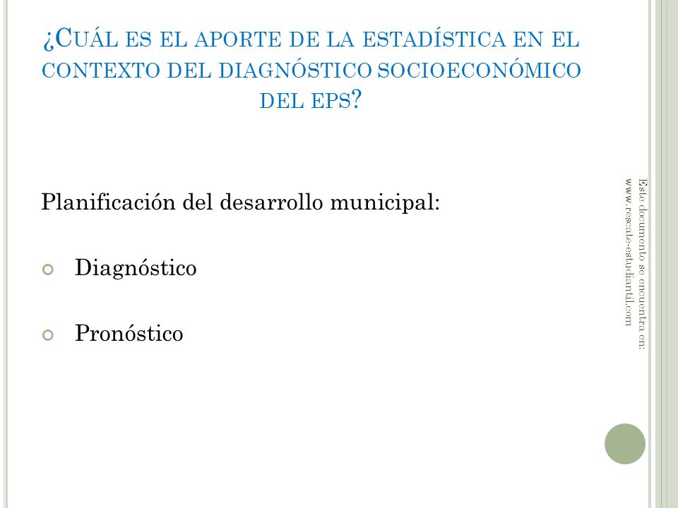 ¿Cuál es el aporte de la estadística en el contexto del diagnóstico socioeconómico del eps