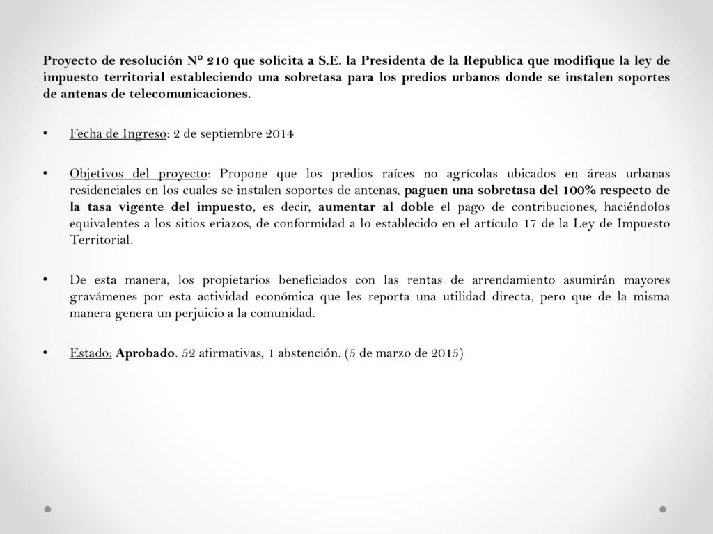 Proyecto de resolución N° 210 que solicita a S. E