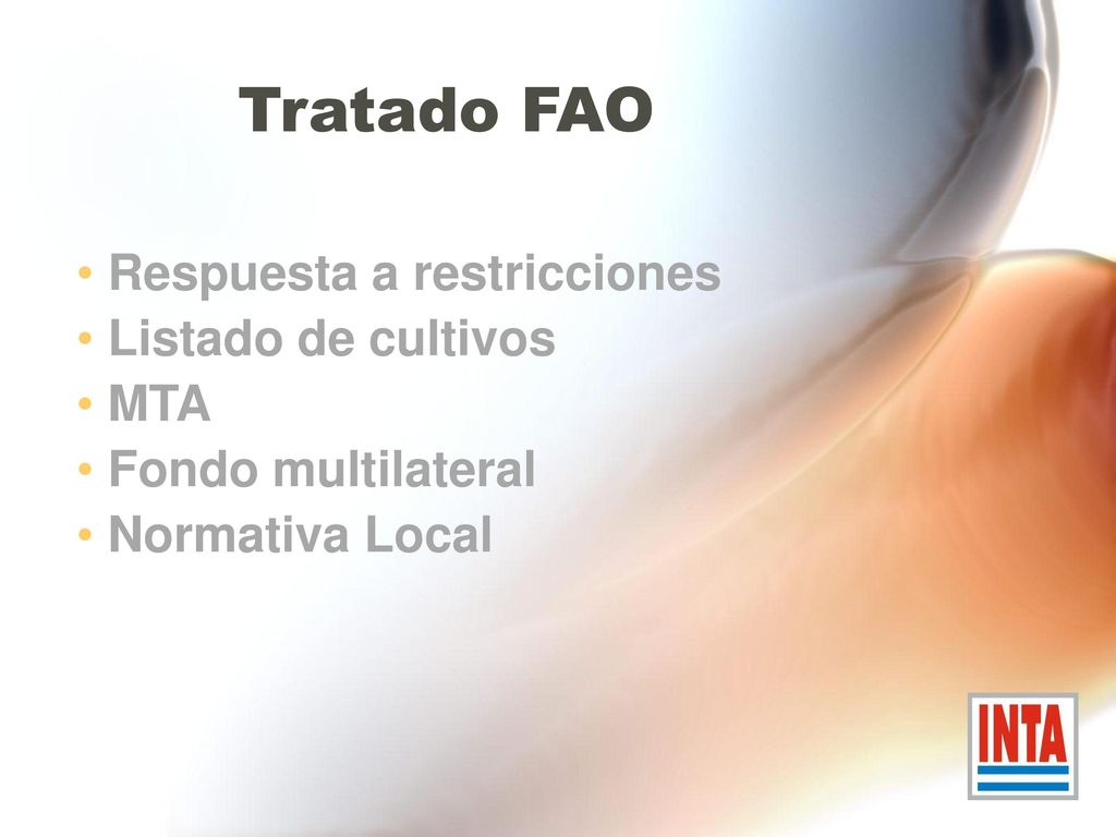 Tratado FAO Respuesta a restricciones Listado de cultivos MTA