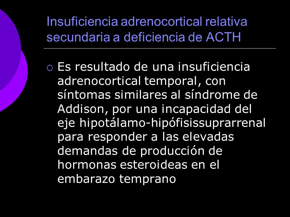 Insuficiencia adrenocortical relativa secundaria a deficiencia de ACTH