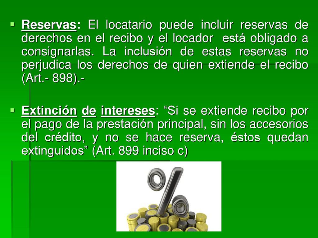 RECIBO Concepto: instrumento público o privado en el que el locador reconoce haber recibido la prestación debida. (Art.896)