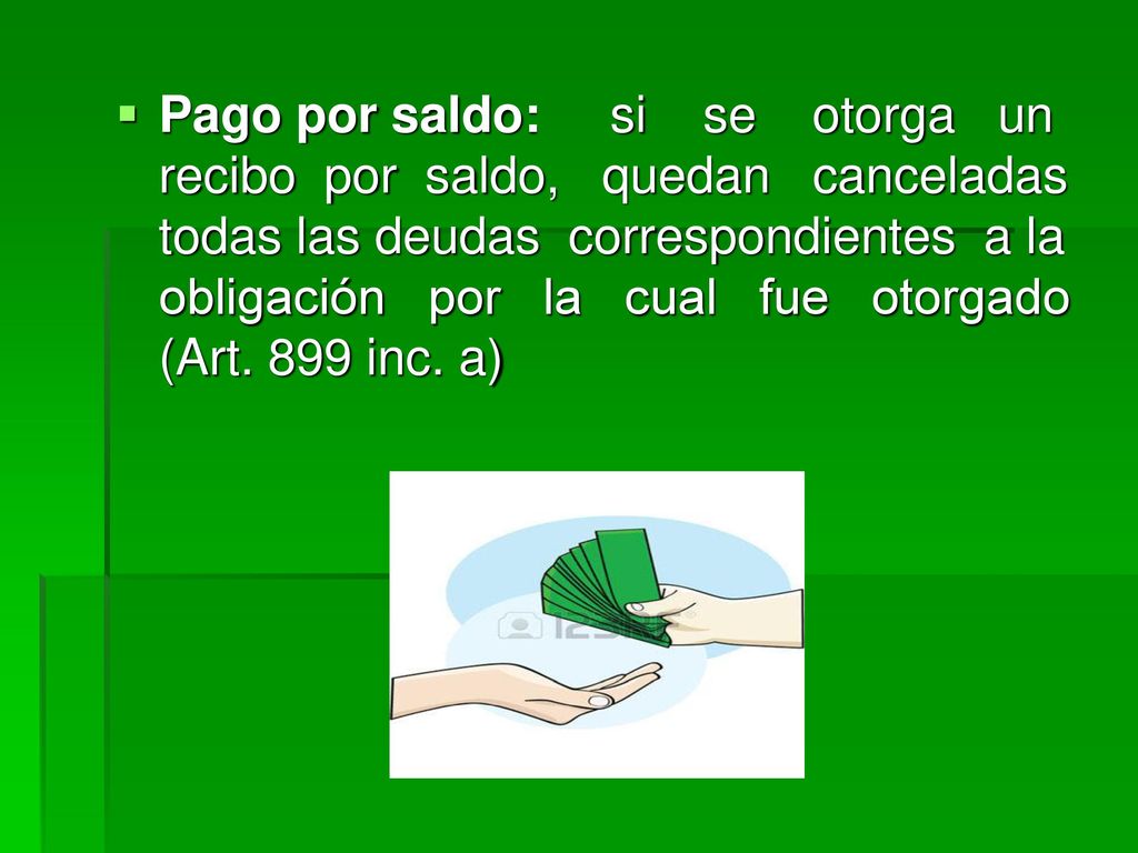 Pago a cuenta de capital e intereses: Si el pago se hace a cuenta de capital e intereses y no se precisa su orden, se imputa en primer término a intereses, a no ser que el locador dé recibo por cuenta de capital. (Art. 903)