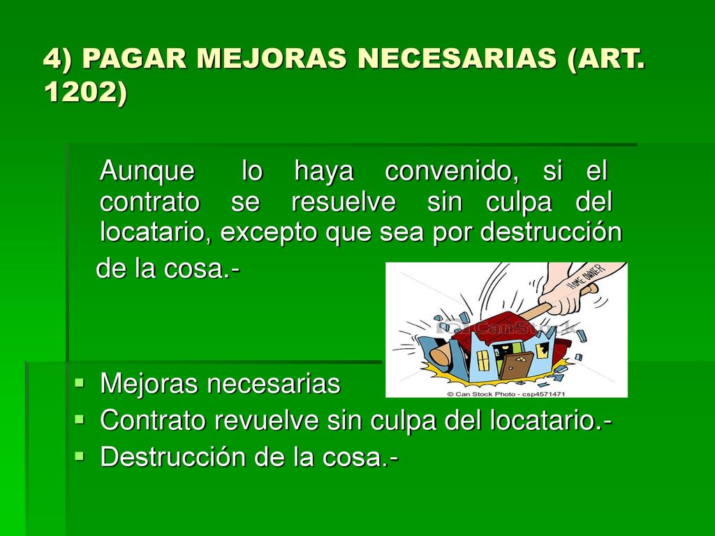 Acciones del locatario por perturbación del uso: (Arts. 1201)