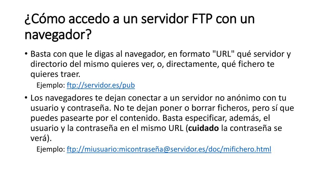 ¿Cómo accedo a un servidor FTP con un navegador