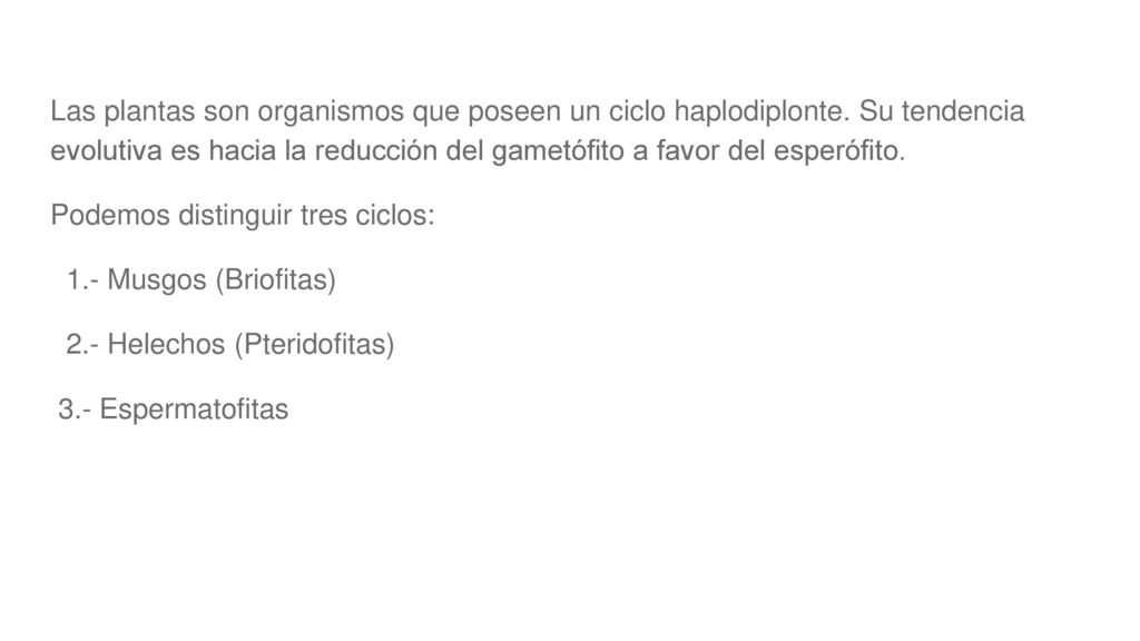 Las plantas son organismos que poseen un ciclo haplodiplonte