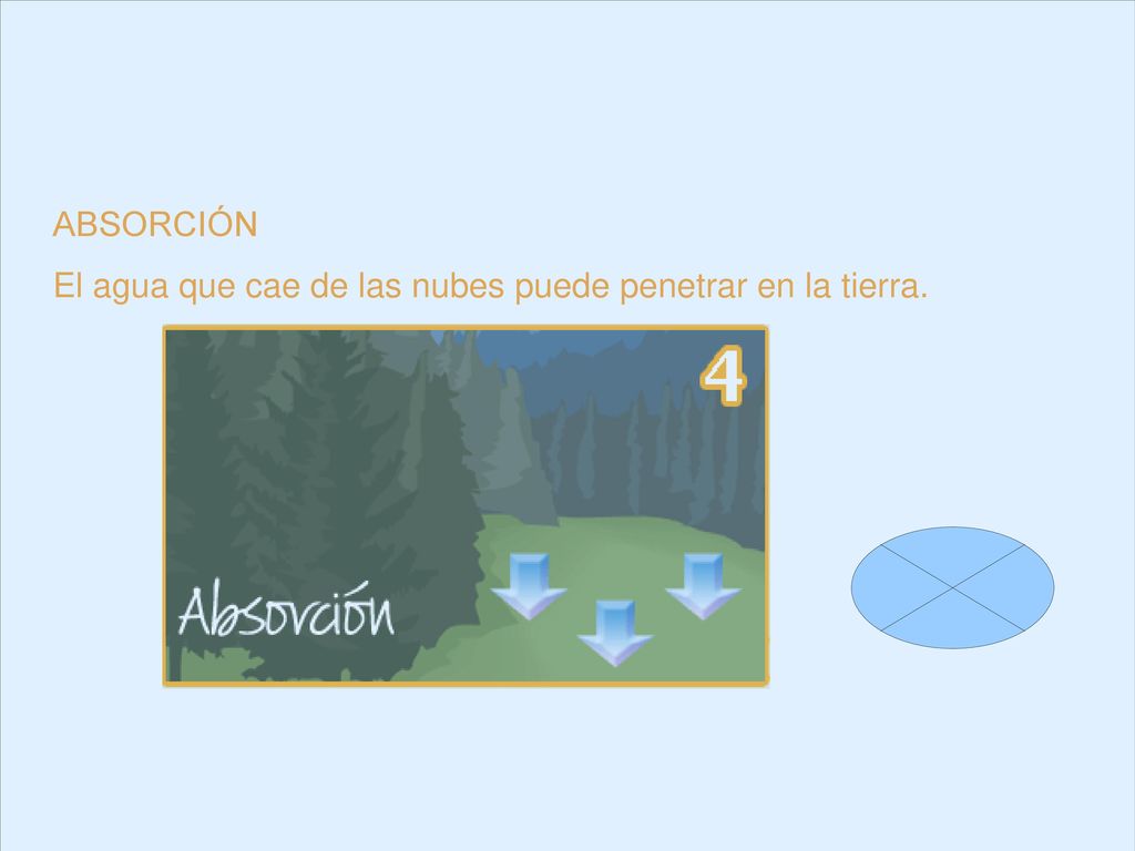ABSORCIÓN El agua que cae de las nubes puede penetrar en la tierra.