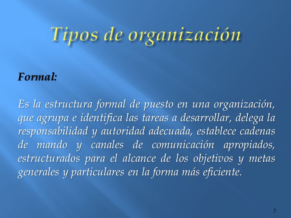 Tipos de organización Formal: