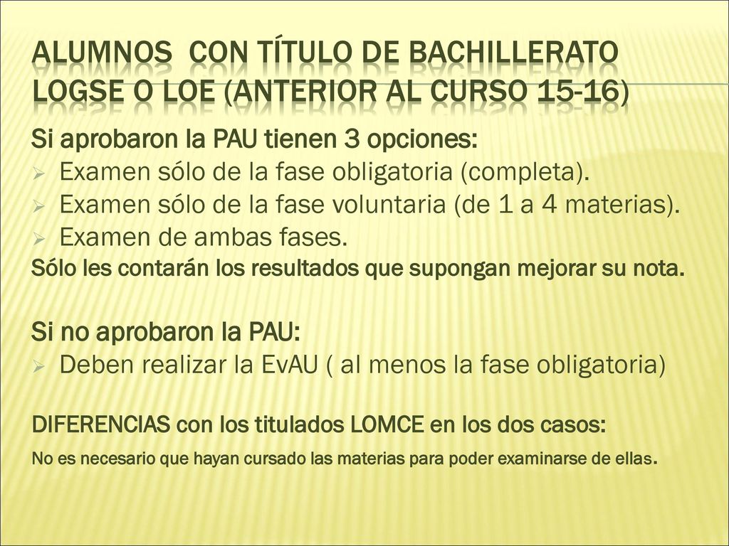 Alumnos con título de bachillerato logse o loe (ANTERIOR AL CURSO 15-16)