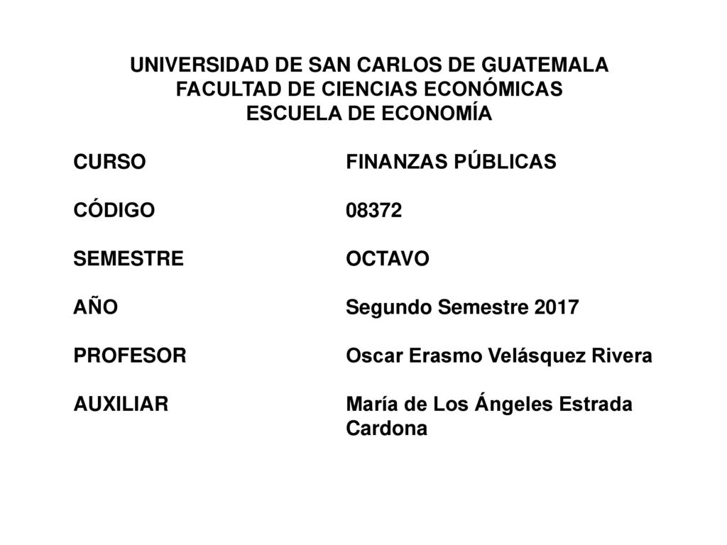 UNIVERSIDAD DE SAN CARLOS DE GUATEMALA FACULTAD DE CIENCIAS ECONÓMICAS