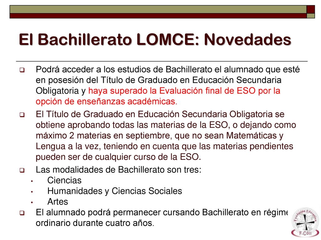 El Bachillerato LOMCE: Novedades