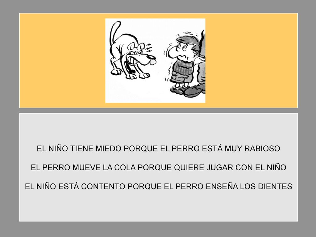 EL NIÑO TIENE MIEDO PORQUE EL PERRO ESTÁ MUY RABIOSO