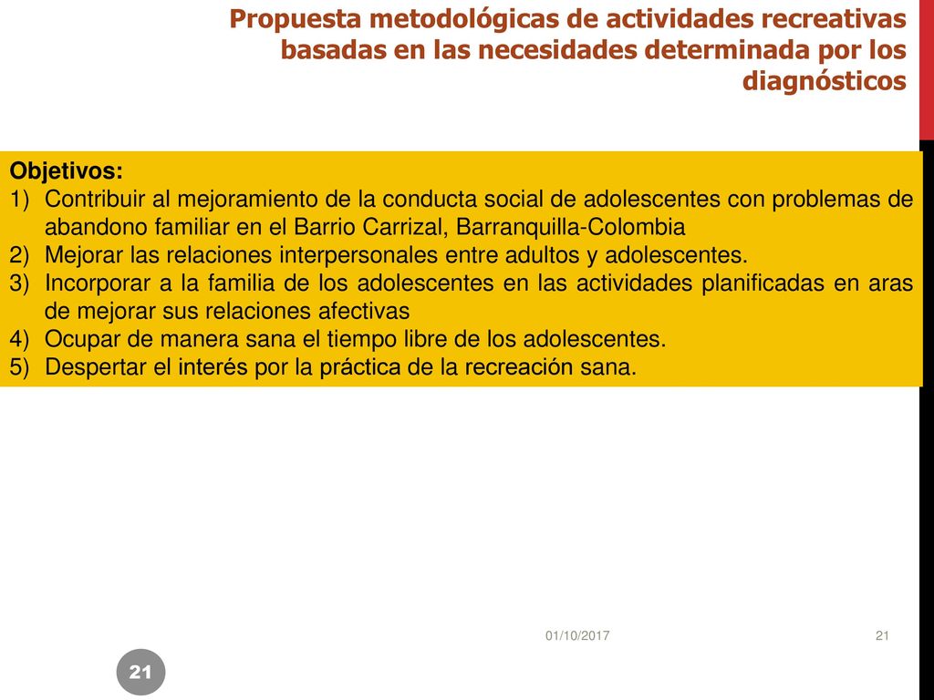 Propuesta metodológicas de actividades recreativas basadas en las necesidades determinada por los diagnósticos