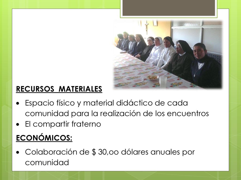 RECURSOS MATERIALES Espacio físico y material didáctico de cada comunidad para la realización de los encuentros.