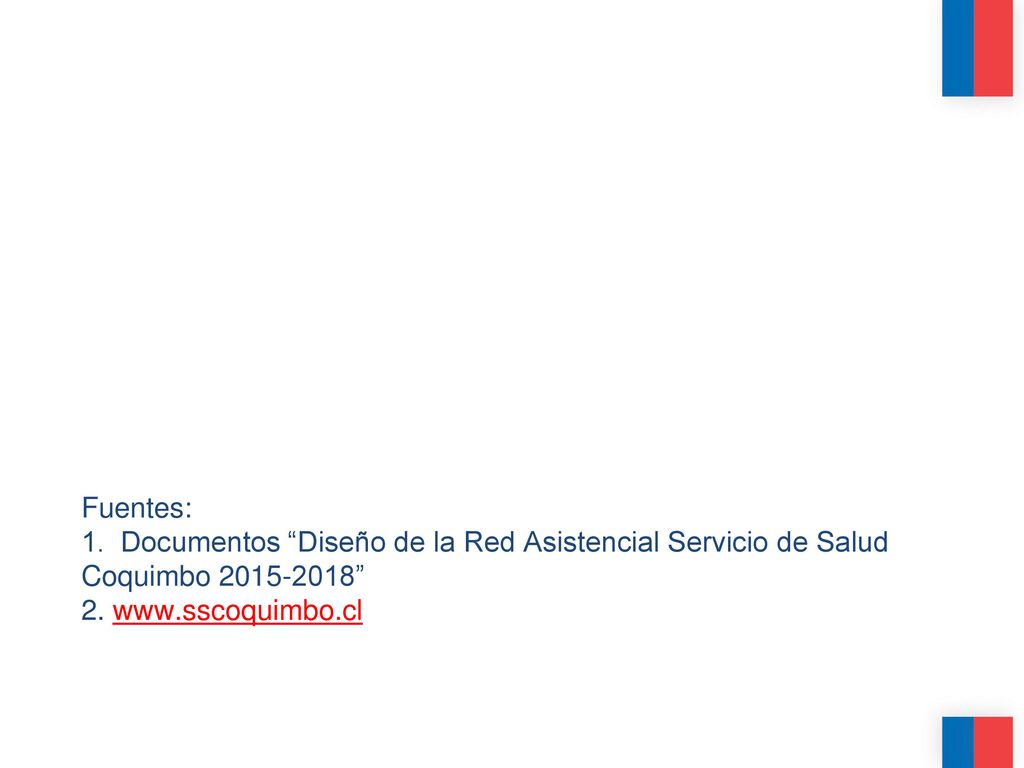 Fuentes: 1. Documentos Diseño de la Red Asistencial Servicio de Salud Coquimbo