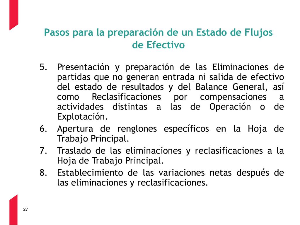 Pasos para la preparación de un Estado de Flujos de Efectivo