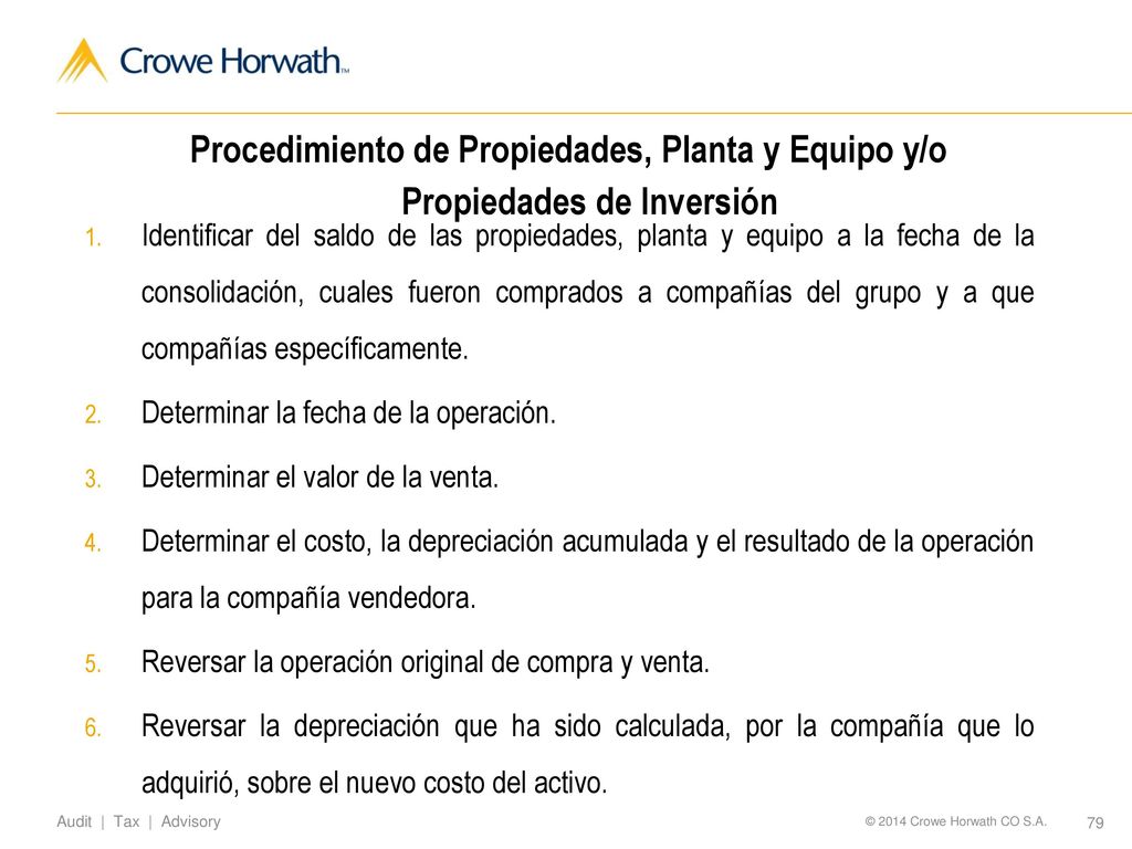 Procedimiento de Propiedades, Planta y Equipo y/o Propiedades de Inversión