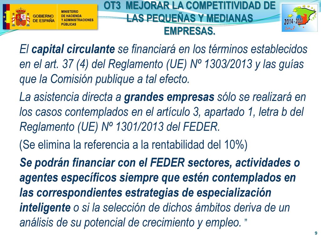 OT3 MEJORAR LA COMPETITIVIDAD DE LAS PEQUEÑAS Y MEDIANAS EMPRESAS.
